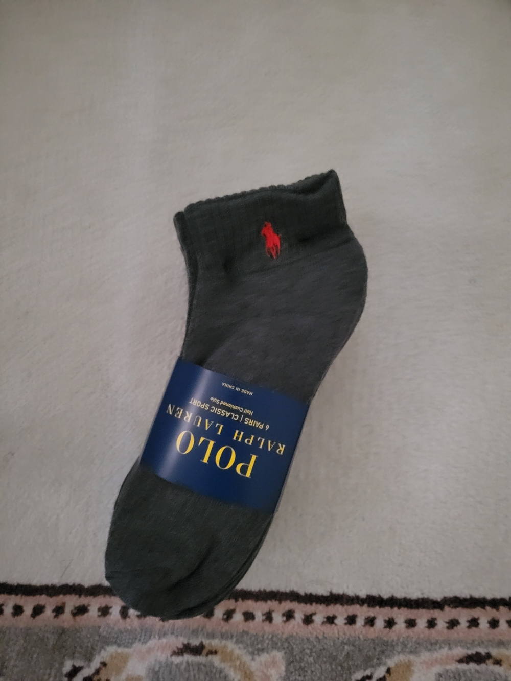 Polo by Ralph Lauren Dark Gray Ankle Socks with Red Pony NWT